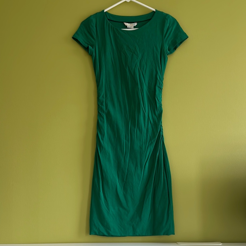 Boden Green Sheath Mini Dress with Crew Neck